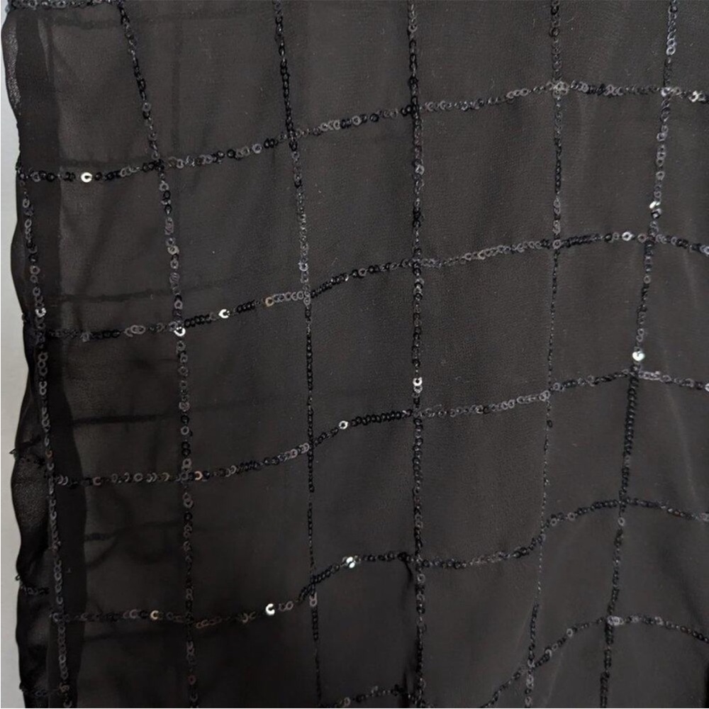 Anthropologie Rinku Dalamal Black Sequin Shirt Dress Long Sleeve Sheer Button Up - Picture 10 of 11